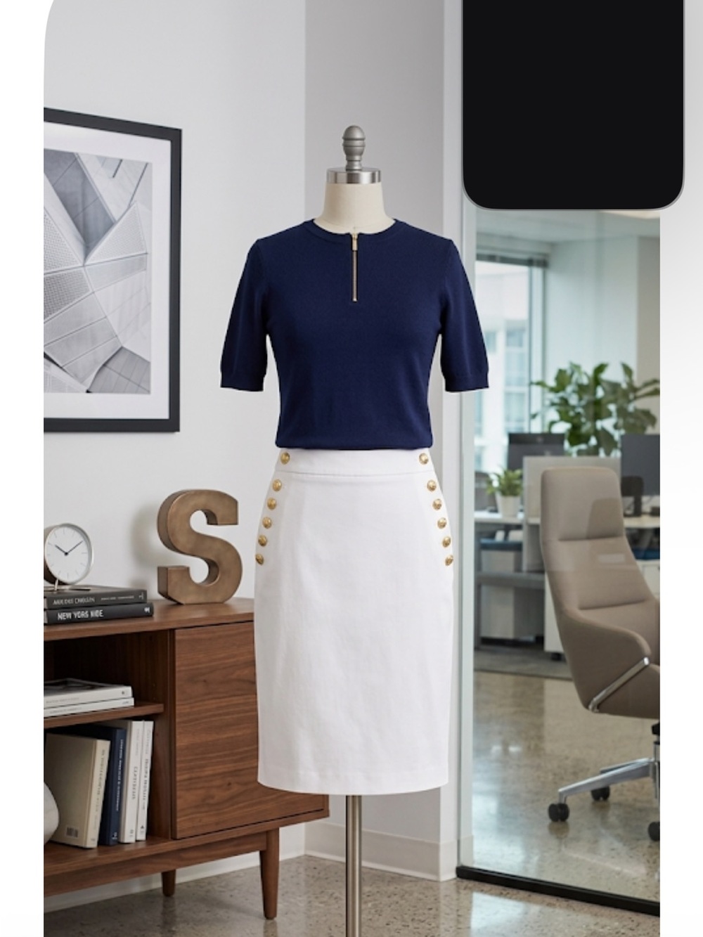 White Button-Accent Women's Skirt Boston proper nwot size 12